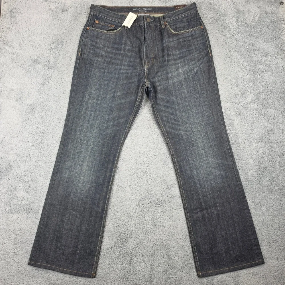 Banana Republic Bootcut Jeans Men 34x30 Dark Wash Blue Cotton Western Cowboy NWT